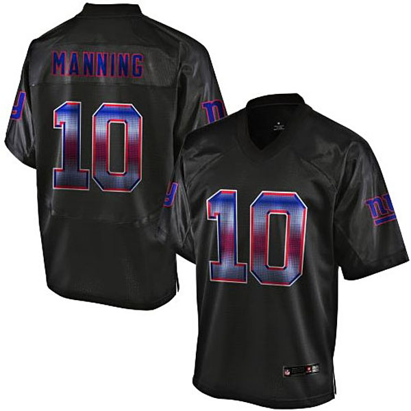 Mens New York Giants #10 Eli Manning Pro Line Black Strobe Jersey