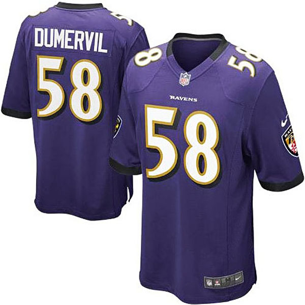 Mens Baltimore Ravens #58 Elvis Dumervil Nike Purple Game Jersey