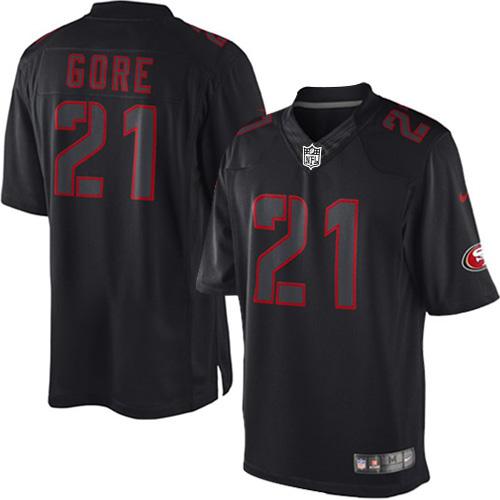 Men's San Francisco 49ers #21 Frank Gore Limited Black Impact Jersey