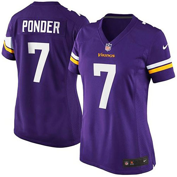 Girls Youth Minnesota Vikings #7 Christian Ponder Nike Purple Replica Game Jersey