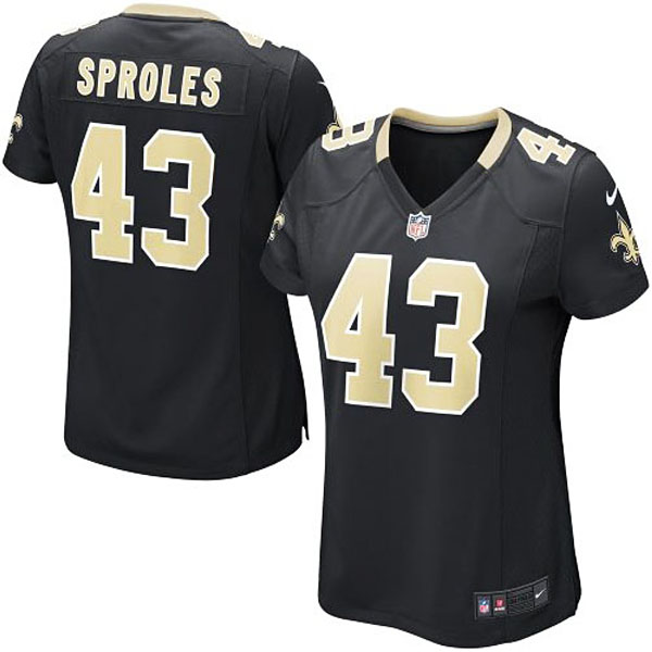 Girls Youth New Orleans Saints #43 Darren Sproles Nike Black Replica Game Jersey