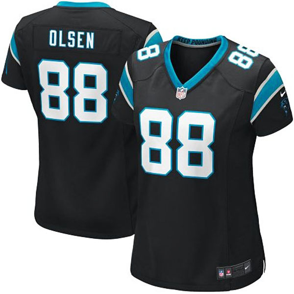 Girls Youth Carolina Panthers #88 Greg Olsen Nike Black Game Jersey