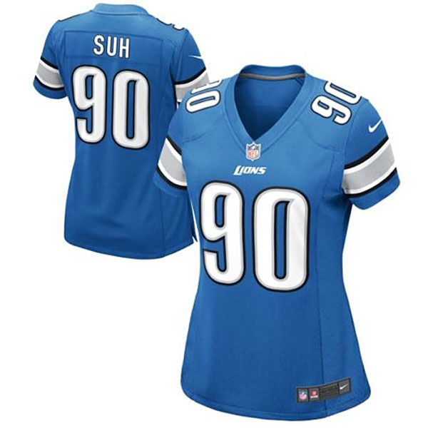 Girls Youth Detroit Lions #90 Ndamukong Suh Nike Light Blue Replica Game Jersey