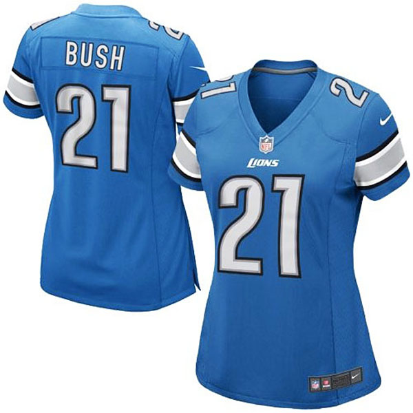 Girls Youth Detroit Lions #21 Reggie Bush Nike Light Blue Replica Game Jersey