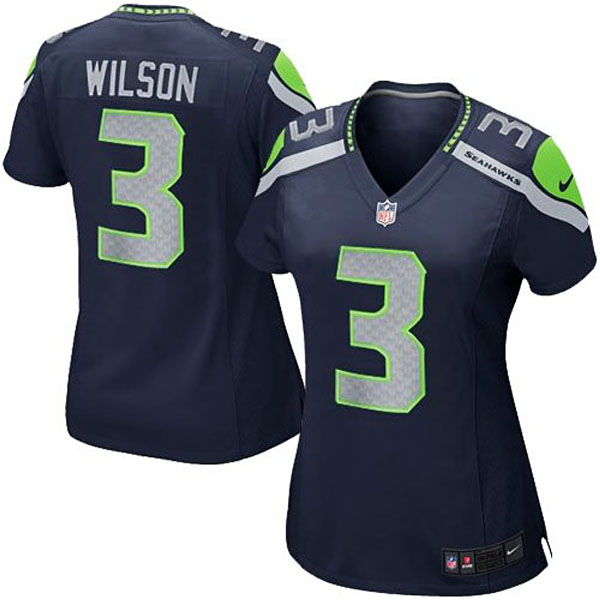 Girls Youth Seattle Seahawks #3 Russell Wilson Nike College Navy Replica Game Jersey