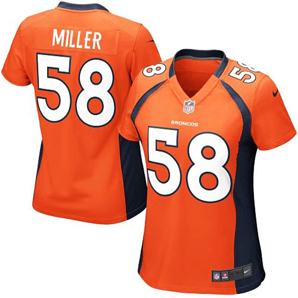 Girls Youth Denver Broncos #58 Von Miller Nike Orange Replica Game Jersey