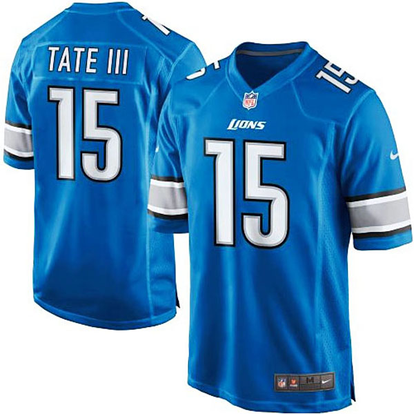 Mens Detroit Lions #15 Golden Tate III Nike Light Blue Game Jersey