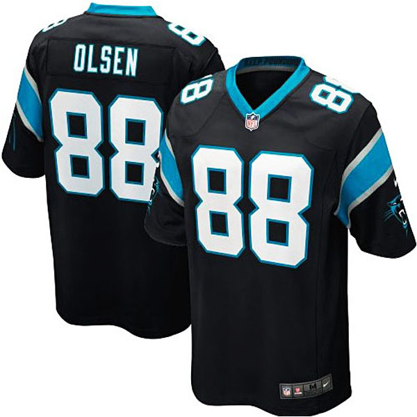 Mens Carolina Panthers #88 Greg Olsen Nike Black Game Jersey