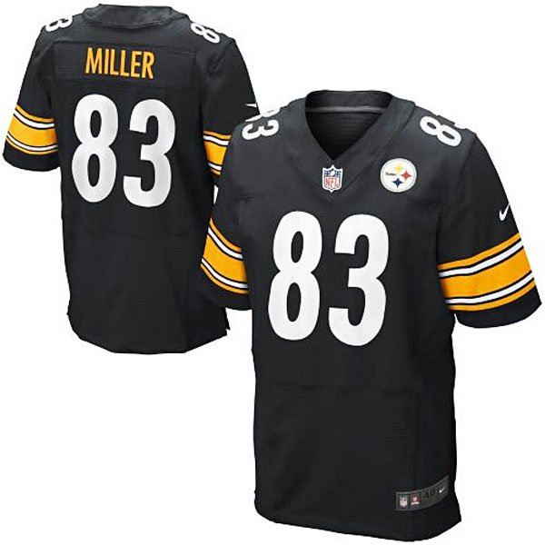 Mens Pittsburgh Steelers #83 Heath Miller Nike Black Elite Jersey