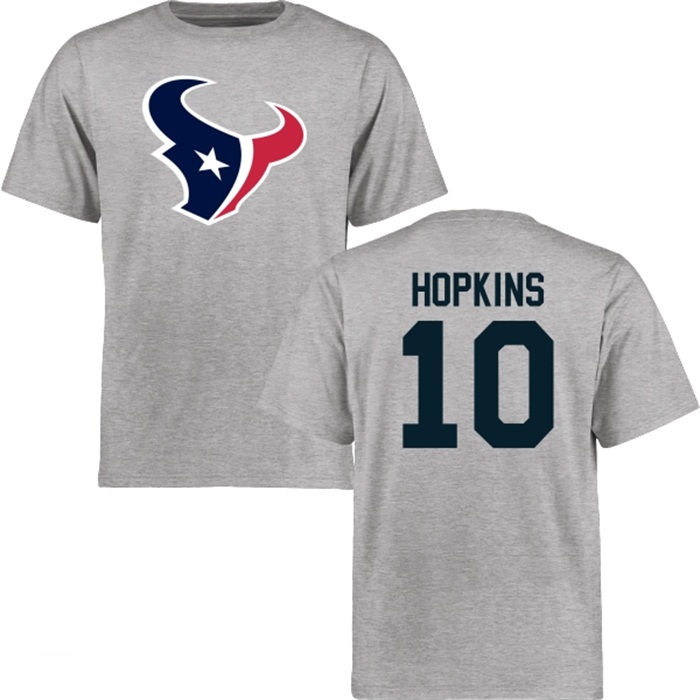 Houston Texans #10 DeAndre Hopkins Gray Name & Number Wordmark T-shirt