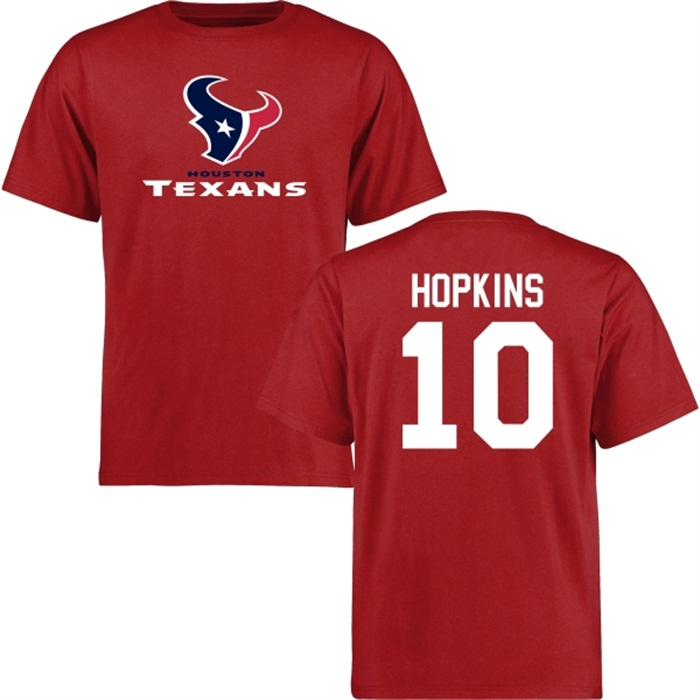 Houston Texans #10 DeAndre Hopkins Red Name & Number Wordmark T-shirt