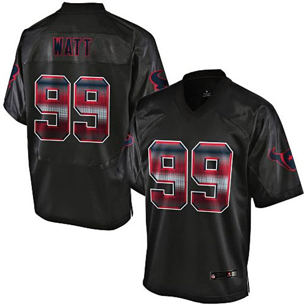 Mens Houston Texans #99 JJ Watt Pro Line Black Strobe Jersey