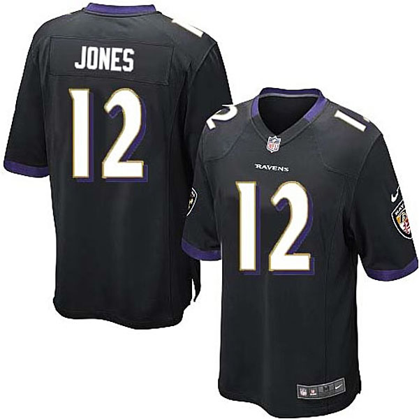 Mens Baltimore Ravens #12 Jacoby Jones Nike Black Alternate Game Jersey