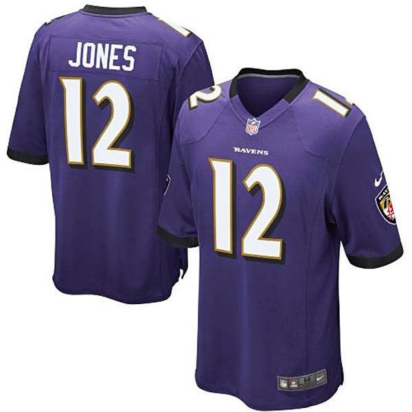 Mens Baltimore Ravens #12 Jacoby Jones Nike Purple Game Jersey