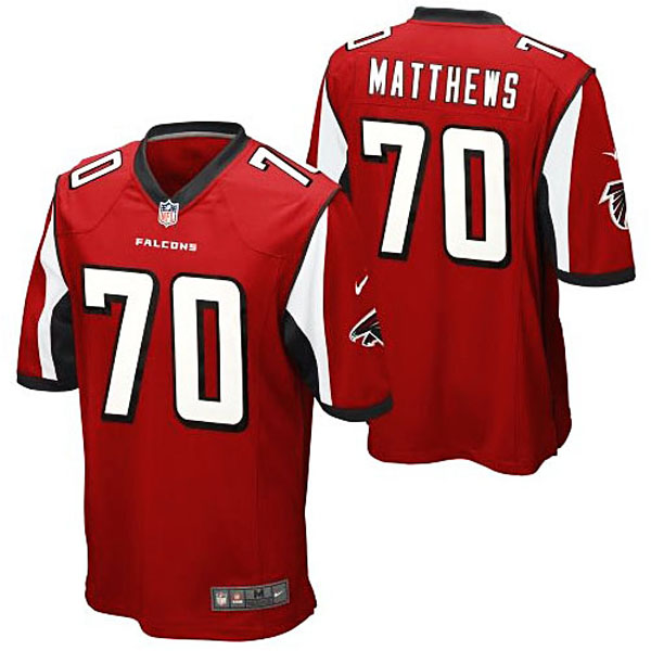 Mens Atlanta Falcons #70 Jake Matthews Nike Red Game Jersey