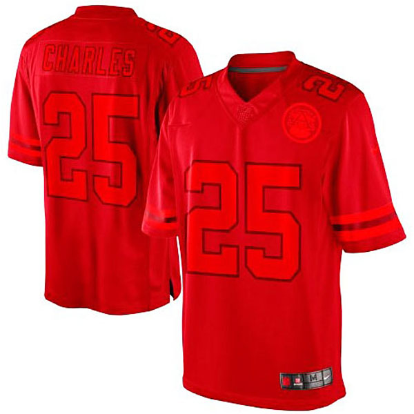 Mens Kansas City Chiefs #25 Jamaal Charles Nike Red Drenched Limited Jersey