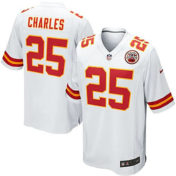 Mens Kansas City Chiefs #25 Jamaal Charles Nike White Game Jersey