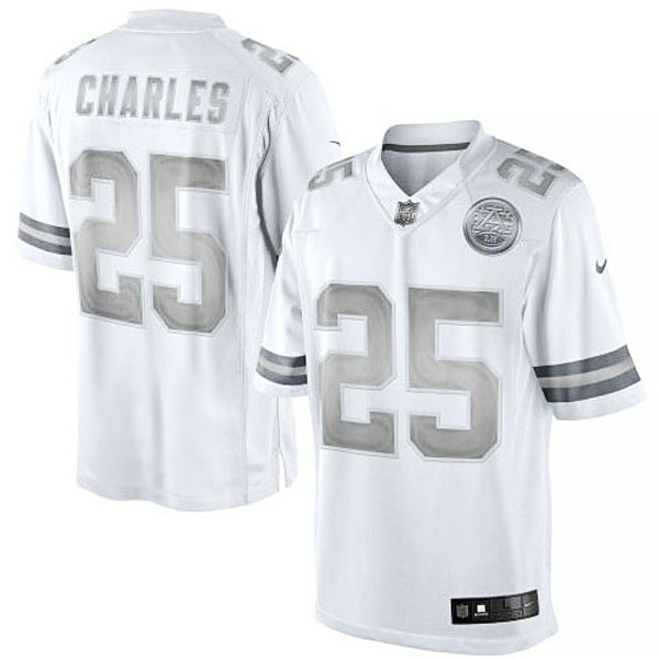 Men's Kansas City Chiefs #25 Jamaal Charles Nike White Platinum Limited Jersey