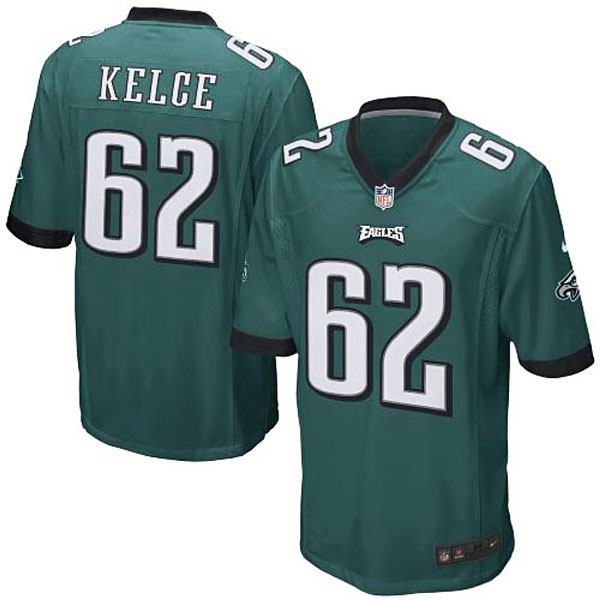 Mens Philadelphia Eagles #62 Jason Kelce Nike Midnight Green Game Jersey