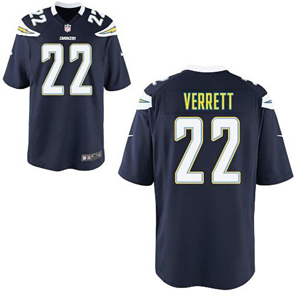 Mens San Diego Chargers #22 Jason Verrett Nike Navy Blue Game Jersey