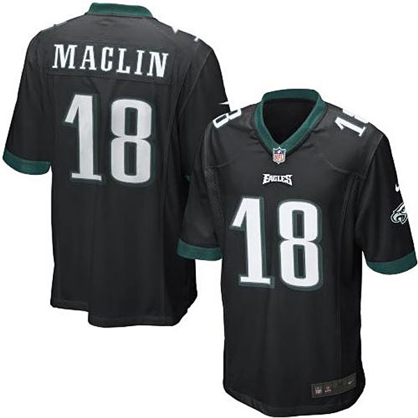 Mens Philadelphia Eagles #18 Jeremy Maclin Nike Black Alternate Game Jersey