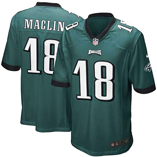 Mens Philadelphia Eagles #18 Jeremy Maclin Nike Midnight Green Game Jersey