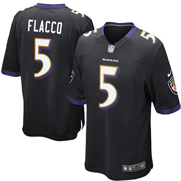 Mens Baltimore Ravens #5 Joe Flacco Nike Black Alternate Game Jersey