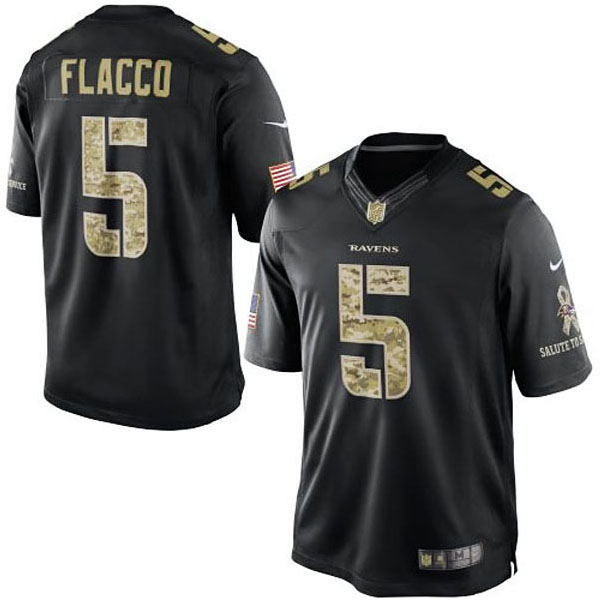 Men's Baltimore Ravens #5 Joe Flacco Nike Black Salute To Service Jersey