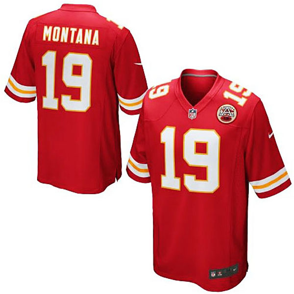 Mens Kansas City Chiefs #19 Joe Montana Nike Red Retired Player Game Jersey