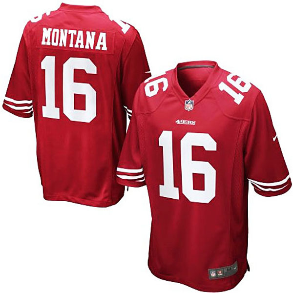 Mens San Francisco 49ers #16 Joe Montana Nike Scarlet Retired Player Game Jersey