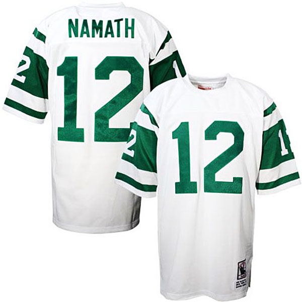 Mens New York Jets #12 Joe Namath Mitchell & Ness White Authentic Throwback Jersey