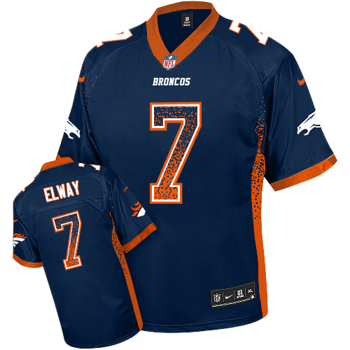 Mens Nike John Elway Navy Blue Denver Broncos #7 Drift Fashion Jersey