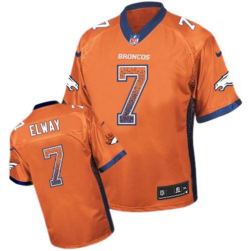 Mens Nike John Elway Orange Denver Broncos #7 Drift Fashion Jersey