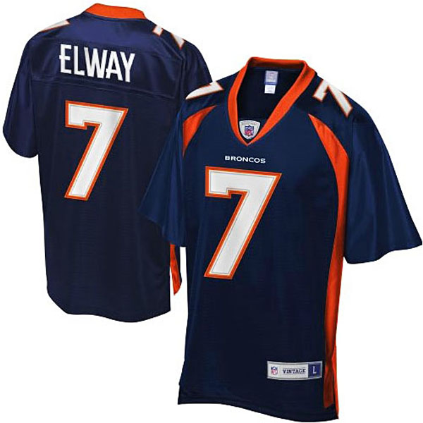 Mens Denver Broncos #7 John Elway Pro Line Navy Blue Retired Player Jersey