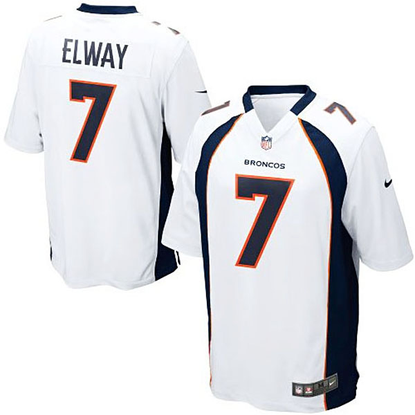 Mens Denver Broncos #7 John Elway Nike White Retired Player Game Jersey