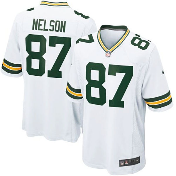 Green Bay Packers #87 Jordy Nelson Nike White Game Football Jersey