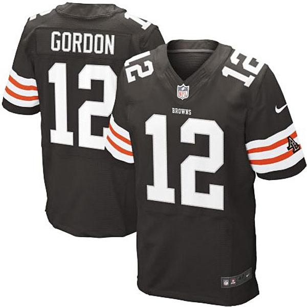 Mens Cleveland Browns #12 Josh Gordon Nike Brown Elite Jersey