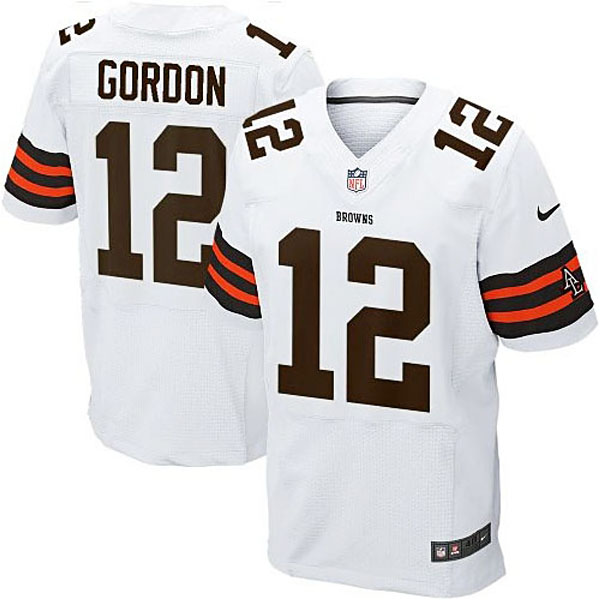 Mens Cleveland Browns #12 Josh Gordon Nike White Elite Jersey