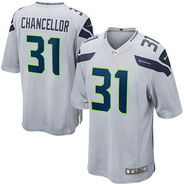 Mens Seattle Seahawks #31 Kam Chancellor Nike Gray Alternate Game Jersey