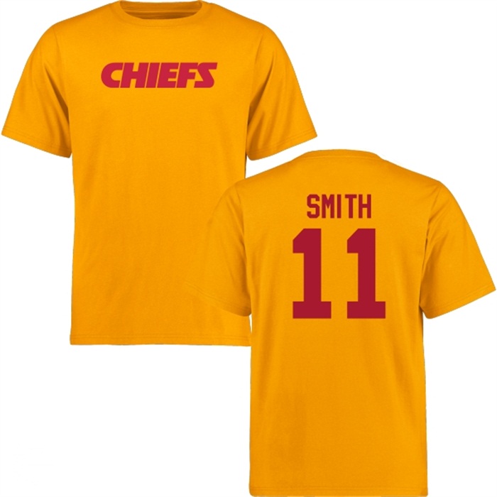 Kansas City Chiefs #11 Alex Smith Gold Name & Number Wordmark T-shirt