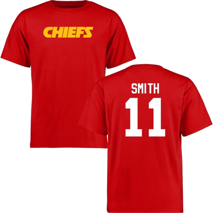 Kansas City Chiefs #11 Alex Smith Red Name & Number Wordmark T-shirt