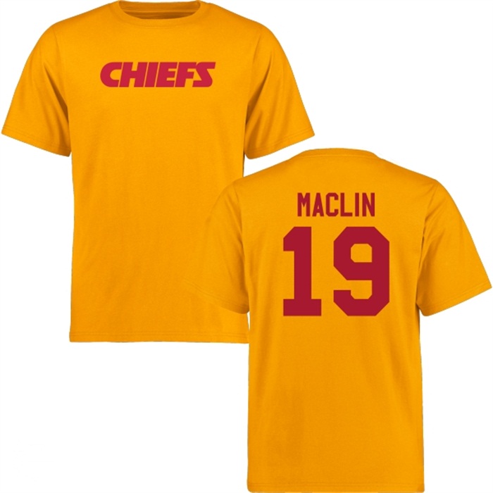 Kansas City Chiefs #19 Jeremy Maclin Gold Name & Number Wordmark T-shirt