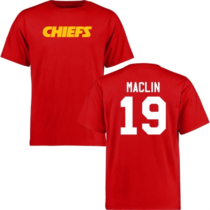 Kansas City Chiefs #19 Jeremy Maclin Red Name & Number Wordmark T-shirt