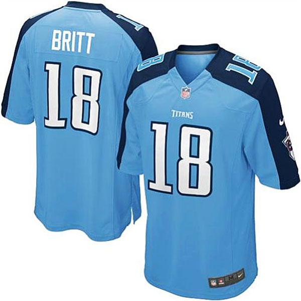 Mens Tennessee Titans #18 Kenny Britt Nike Light Blue Game Jersey