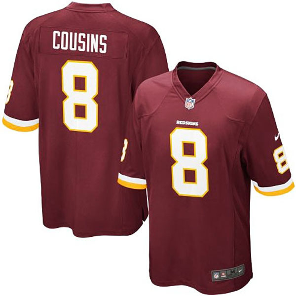 Mens Washington Redskins #8 Kirk Cousins Nike Burgundy Game Jersey