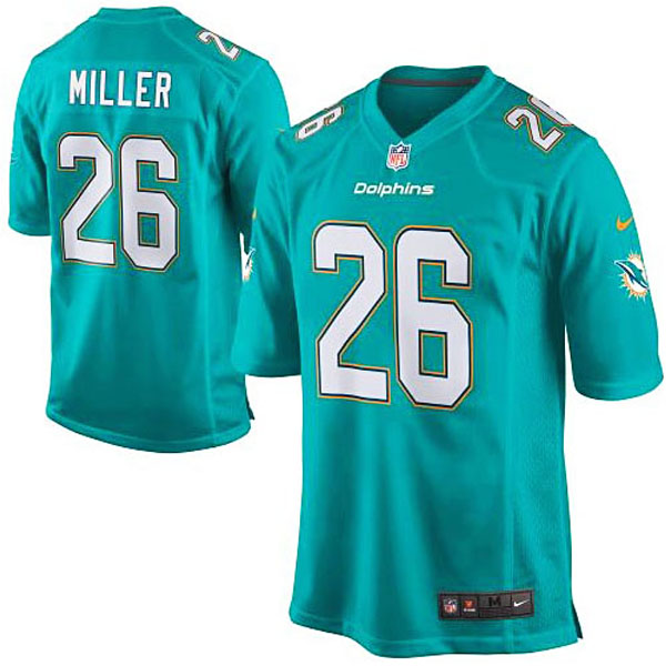 Mens Miami Dolphins #26 Lamar Miller Nike Aqua Game Jersey