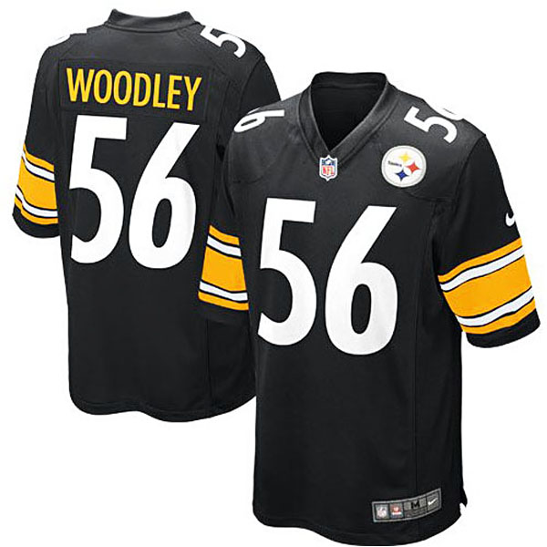 Mens Pittsburgh Steelers #56 Lamarr Woodley Nike Black Game Jersey