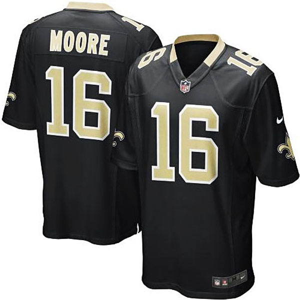 Mens New Orleans Saints #16 Lance Moore Nike Black Game Jersey