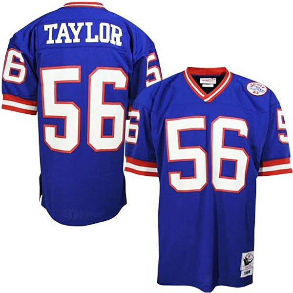 Mens New York Giants #56 Lawrence Taylor Mitchell & Ness Royal Blue Authentic Throwback Jersey