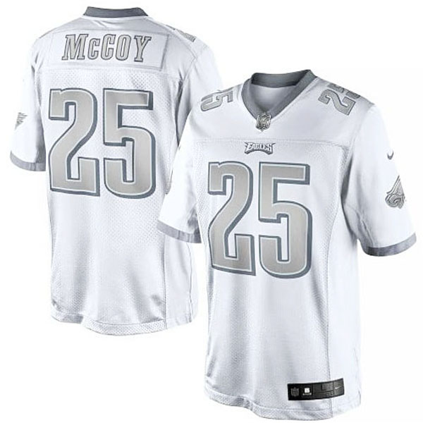 Men's Philadelphia Eagles #25 LeSean McCoy Nike White Platinum Limited Jersey